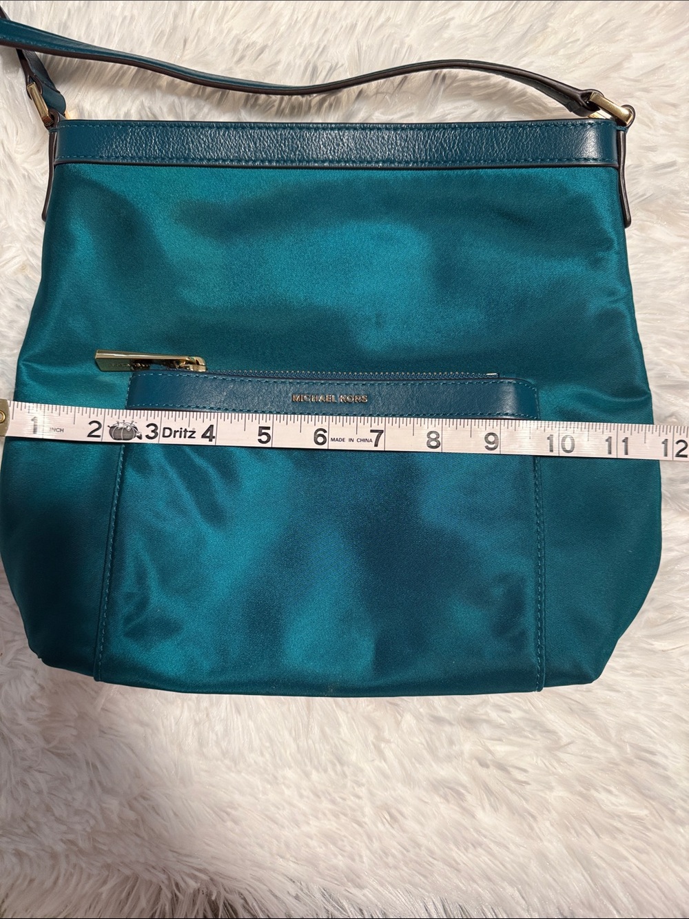 Michael Kors Teal Satin Shoulder/CrossbodyBag with Gold Hardware